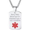 PROSTEEL Emergenza Collana Personalizzata Stella di Vita Rossa Informazioni Persnali Mediche Urgenti, Lunghezza Regolabile, Acciaio Inossidabile, Argento Nero Oro - Incisione Gratis