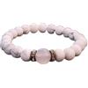 WORLD WIDE GEMS Natural Howlite White Agate Gemstone rondelle 8mm smooth 7inch Beads Stretchble bracelet crystal healing energy stone bracelet for Women & Men Adjustable Size