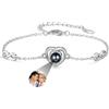 Amsgedhie Bracciale Personalizzato con Proiezione Foto per Donna Bracciale Infinita con Incisione per Mamma, Nonna, Fidanzata Regalo per San Valentino Festa della Mamma (B-Argento)