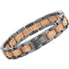 Woodstar (SILVER DARK CROCODILE Bracciale da Uomo in Acciaio e Legno, Gioielli Moda Maschile, Braccialetto Regolabile Grigio B19-001