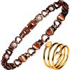 EnerCoppeX Cavigliera magnetica da donna con bottoni automatici, design a forma di cuore, con magnete, lunghezza 24 (C)
