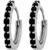 LES FOLIES DI PAOLA GRIECO Coppia di Orecchini a Cerchio Nero cerchietti strass in argento 925 rodiato - Hoops Collection (9mm)