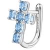 Brosway Orecchino Singolo Donna, Orecchino a Lobo in Argento e Cloud Light Blue con Simbolo Croce | Collezione FANCY - FCL16
