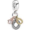 Pandora - Ciondolo con Tripla monogramma e Logo, Argento/Oro/Rosa