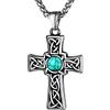 Bandmax Croce Celtica Collana Uomo, Crocifisso Collana con Turchese Artificiale, Argento Vintage Croce Ciondoli per Collane Acciaio, 55+5 cm Catena Uomo Gioielli, Idee Regalo Natale Pasqua