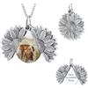 MunkiMix Collana Girasole Personalizzata con Immagine All'interno Collana You are My Sunshine Collana con Medaglione Girasole in Argento Gioielli Commemorativi Regali di Girasole per Donna (Stile A1)