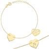 Sakrami Bracciale Argento 925 con Cuore Passante Incidibile e Cuore Traforato - Finitura Dorata Rodiata o Rosé - Scatola con Dedica Incisa - Gioiello per Donne Ragazze San Valentino Cresima (Dorato)