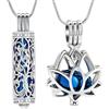 VCCWYQK Gioielli per ceneri - fiore di loto cenere, collana con ciondolo a forma di cenere con mini Keepsake Urn Memorial, One size, Acciaio inossidabile, Non pietra preziosa