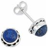 mantraroma orecchini a bottone in argento 925 con pietra blu lapislazzuli, orecchini in vero argento sterling da donna, regalo