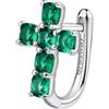 Brosway Orecchino Singolo Donna, Orecchino a Lobo in Argento e Life Green con Simbolo Croce | Collezione FANCY - FLG13