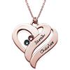 MyNameNecklace MYKA - Collana Due cuori per Sempre - Gioiello con Nomi - Regalo d'argento o d'oro per le donne - Regali per la Festa della Mamma (Placcato oro rosa 18K)