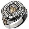 Generic Anello pesante argento sterling 925, anello massonico triangolo occhio onniveggente della provvidenza anello uomo anello massone argento sterling gioielli uomo illuminati