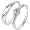 Homxi Anello Regolabile Personalizzato Inciso Fedina Argento Donna Uomo 925, Rotondo con Zirconia Cubica, Fedina Argento Donna e Uomo Fidanzamento