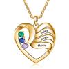 ALBERTBAND Collana Personalizzata in Argento 925 Ciondolo a Cuore con Nomi Incisione Collana per Donna Madre Figlia Regalo per Festa Della Mamma San Valentino (oro-3pietre)