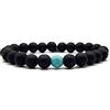 KARDINAL WEIST howlite turchese onice bracciale yin yang, perle di gemma, gioielli in pietra naturale, bracciale di amicizia, braccialetto partner (XL+, onice)