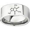 Generic Elegante anello inciso con design a molecola di caffeina, per appassionati di chimica, cinturino in acciaio al titanio, Z+1, Metallo