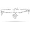 FREDDY Bracciale da Donna Cuori e Brillanti, Braccialetto in Acciaio Inossidabile Ipoallergenico - Collezione Harmony - 20 cm, Pendenti 1-2 cm - Disponibile in Gold e Silver