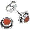 mantraroma orecchini a bottone in argento 925 con corniola arancione e pietra preziosa rossa, orecchini in vero argento sterling da donna, regalo