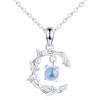 MOOFUN Collana Argento 925 Donna Bambina Zirconi Foglia Luna Appendere Gemme Collana Ciondoli Collanine Gioielli per Donne Ragazze Mamma Amica Moglie Sorella Figlia Regalo di Compleanno Anniversario