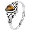 mantraroma Anello in argento 925 da donna con pietra preziosa occhio di tigre marrone, discretamente giocoso