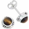 mantraroma orecchini a bottone in argento 925 con occhio di tigre e pietra preziosa marrone, orecchini in vero argento sterling da donna, regalo