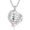 RolaOnly Collana con 2-4 Nomi Incisione Pietra Portafortuna Personalizzata Cuore Ciondolo Argento 925 Regalo Donna Compleanno Festa della Mamma