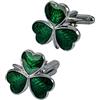 I LUV LTD Gemelli da Uomo Irlandese Trifoglio 3 Foglia di Trifoglio, Irlandese, Abbigliamento Formale Verde Smalto, Matrimoni