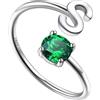 Suplight Suplihgt Anello Argento Donna Personalizzato Anello Lettera S Anello Donna Argento con Pietra Personalizzata Anello Donna con Iniziale S Personalizzato Regolabile per Donna Regalo Natale San Valentino