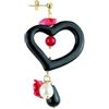 IN LEBOLE Orecchino Singolo Mix & Match Cuore Nero Corallo