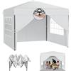 ACXIN Gazebo pop-up, 3 x 3 m, con 3 livelli di altezza, robusta tenda per feste con tetto argento-Oxford, gazebo da giardino con corde, picchetti e borsa per il trasporto (bianco, con pareti laterali)