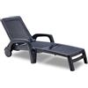BICA Lettino Prendisole Miami Grafite con Design Rattan, Pieghevole ed Impilabile
