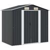 vidaXL Capanno per Attrezzi da Giardino Ventilato Ingresso a Scorrimento Robusto Casetta da Esterno Magazzino Antracite 204x132x186 cm in Acciaio