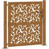vidaXL Cancello da Giardino 100x100 cm Acciaio Corten Design a Foglia, cancello di Recinzione, cancello Esterno, cancello del Metallo