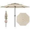 COSTWAY Ombrellone da Giardino 300 cm con Inclinazione Regolabile, 3 Livelli con Manovella 8 Stecche, per Giardino Piscina Cortile (Beige)