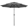 Yaheetech Ombrellone da Giardino Esterno a 3 Strati 324 cm con Manovella 8 Stecche Parasole Protezione Solare Reclinabile per Spiaggia Balcone Terrazzo Grigio