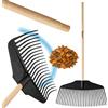 Crisalide® Rastrello da Giardino per Foglie con Manico in Legno 150 cm - Testa Larga in Plastica Flessibile - Ideale per Foglie, Paglia ed Erba - Attrezzo Leggero, Resistente e Maneggevole
