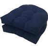 Gryyp Confezione da 2 cuscini di seduta trapuntati per interni ed esterni, 18,9 x 18,9 Cuscini di ricambio a forma di U per sedia in vimini Sedile Mobili da giardino Cuscino(Color:Blu marino)