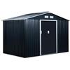 Outsunny Casetta da Giardino con Base e Doppie Porte Scorrevoli, Capanno da Giardino in Acciaio, 277x195x192 cm, Grigio Scuro