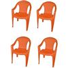 Iocompronline Set 4 sedie Colore Arancio Bambino in plastica Rigida Resistenti e sicure da Giardino ludoteca Sale asili Feste