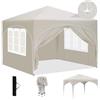 Laneetal Gazebo Pieghevole Pergola da Giardino Pop-up con Pareti 3x3m Beige | UPF 50+ UV, impermeabile, altezza regolabile, stabile, 4 pareti, Spiaggia