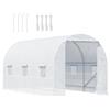 Outsunny Serra per Orto con 6 Finestre e Porta Avvolgibile, Serra da Giardino a Tunnel, Serra per Piante con Struttura in Metallo e Telo in Polietilene, 4.5x2x2m, Bianco