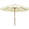 Outsunny Ombrellone da Giardino Ø3.25m con Corde, Apertura Regolabile e Prese d'Aria, Ombrellone da Esterno con 8 Stecche in Legno, Bambù e Poliestere 180g/㎡, per Cortile, Terrazza e Balcone, Beige
