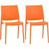 CLP Set di 2 sedie Maya I Sedie impilabili Resistenti alle intemperie Fino a 130 kg di carico, Colore:Arancione