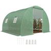 Outsunny Serra a Tunnel da Giardino e Orto 3x3x2m con Copertura in PE, Serra per Piante con Porta e Finestre Avvolgibili, Verde