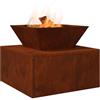 vidaXL Focolare Ruggine 50 x 50 x 40 cm, Focolare per Giardino e terrazzo, Riscaldamento Outdoor, Stile Moderno, Struttura in Acciaio, Calore all'aperto