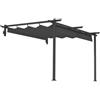 Outsunny Pergola da terrazza 3x3m alluminio a parete grigio scuro