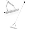 RELAX4LIFE Arieggiatore per Prato 178 cm, Rastrello da Giardino in Alluminio, Arieggiatore Manuale con 19 Denti Curvi, Attrezzo da Giardino per Allentare Il Terreno e Cura del Prato