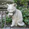 Discount Garden Statues Statua di gatto Preening | Decorazione ornamentale da giardino in pietra ricostituita