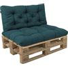 POKAR Set di Cuscini per Europallet Imbottito da 2 pezzi: 1x Cuscino-sedile 120x60cm + 1x Cuscino-schienale 120x60cm, per Divano da Giardino, per Interno ed Esterno, senza Pallet, verde scuro