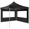 tectake® Gazebo Pieghevole Olivia 3x3m, 2 pannelli laterali, Elegante, Impermeabile, Gazebo Esterno Resistente, Struttura in Alluminio, Regolabile in Altezza, Ideale per Esterno, Feste, Auto - Nero